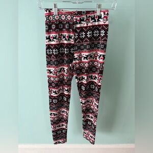 Christmas No Boundaries Soft Leggings Woman M Poly/Spandex Santa Red White Black